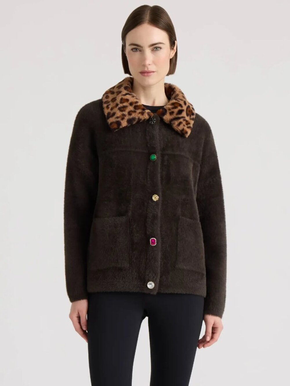 Anthroplogie NVLT Small  NWT Espresso  Bomber Coatigan  Detachable Faux Collar